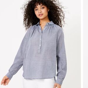 ❤️2/$15 or 3/$21❤️ Loft Long Sleeve Checkered Henley Top, Size XS